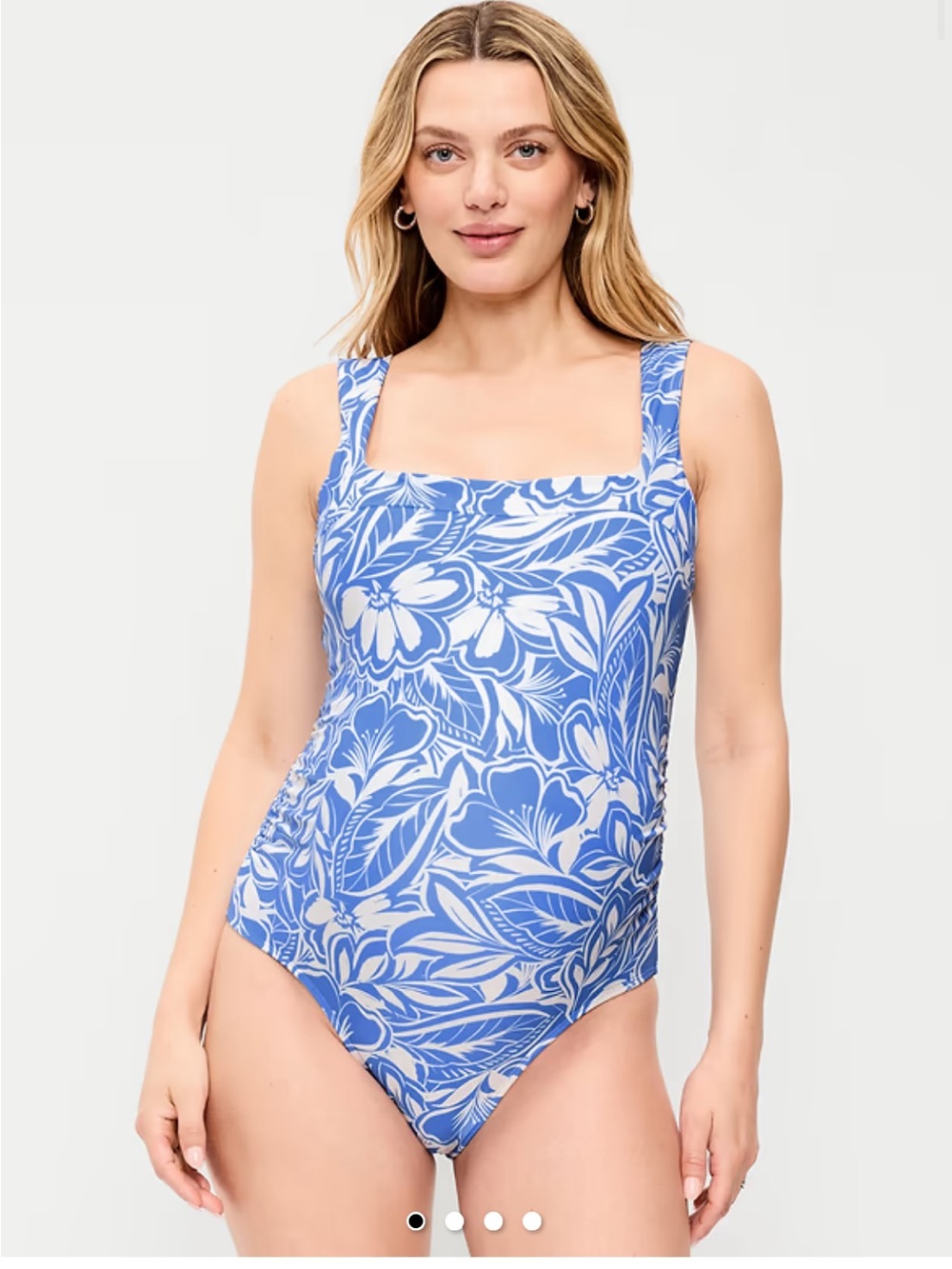 Old Navy Blue and White Floral Square-Neck One-Piece Maternity Swimsuit